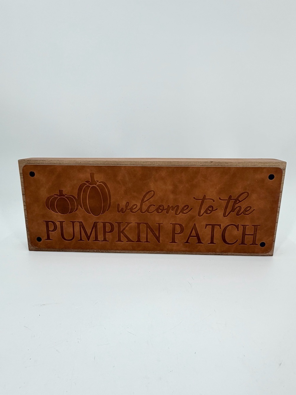 Kirkland’s Pumpkin Patch  Box Sign Leather-look Fall Decor Autumn Harvest
